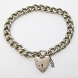 Sterling Silver Curb Link Charm Bracelet Heart Lock Clasp Vintage 1973 Bham