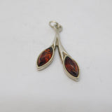 Sterling Silver Baltic Amber Drop Charm Pendant Vintage c1970s