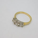 Sterling Silver Gilt Triple CZ Sparkling Dress Band Ring Vintage c1990 Size O