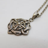 Scottish Sterling Silver & Celtic Cross Pendant Necklace Vintage c1970s