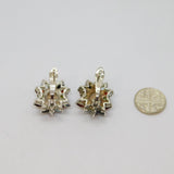 Pair of Sterling Silver Mixed Gemstone Clip & Post Stud Earrings Modern c1990