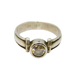 Sterling Silver White Topaz Solitaire Studio Style Ring Vintage c1990 Size L 1/2