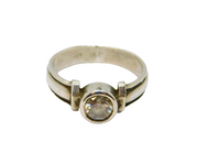 Sterling Silver White Topaz Solitaire Studio Style Ring Vintage c1990 Size L 1/2