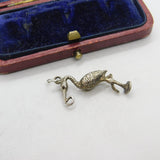 Sterling Silver Birthing Stork Charm Pendant Vintage c1970
