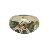 Sterling Silver Natural Shell Patterned Studio Ring Vintage c1990 Size Q 1/2