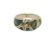 Sterling Silver Natural Shell Patterned Studio Ring Vintage c1990 Size Q 1/2