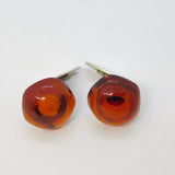 Sterling Silver & Natural Baltic Amber Gents Cufflinks Vintage c1950