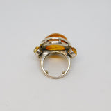 Sterling Silver Chunky Baltic Amber Statement Ring Vintage c1970 Size K 1/2