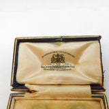 Victorian Blue Tooled Leather Jewellery Stud Box Goldsmiths Antique AF