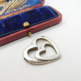 Sterling Silver Interlocking Hearts Charm Pendant Vintage c1970