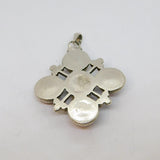 19th Century Sterling Silver Handmade Coral Cross Form Pendant Antique c1860's