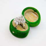 Sterling Silver Sparkling CZ Leaf Form Crossover Ring Modern c1990 Size G 1/2