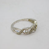 Sterling Silver Diamond Infinity Pattern Dress Band Ring Vintage c1990 Size P