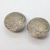 French Art Nouveau 18ct Gold & Sterling Silver Stud Buttons Antique c1890s