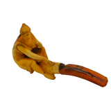 19th Century Meerschaum & Block Amber Sitting Lady Smoking Pipe Antique AF