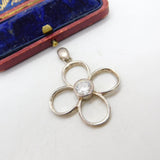 Sterling Silver Simple Flower Design Charm Pendant Vintage c1970