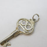 Sterling Silver 18th Birthday Key Charm Pendant Vintage c1970