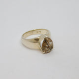 Sterling Silver Rutilated Quartz Peardrop Dress Ring Vintage c1970 Size P