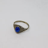 .800 Continental Silver Lapiz Lazuli Dress Ring Vintage c1970 Size O