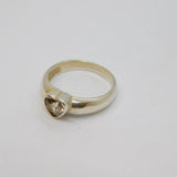 Sterling Silver Paste Heart Solitaire Dress Ring Vintage c1970 Size M 1/2
