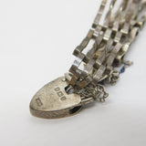 Sterling Silver Gate Link Heart Lock Charm Bracelet Vintage 1980 London