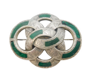 Victorian Scottish Large Sterling Silver 'Pebble Agate' Celtic Knot Brooch c1860