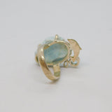 Sterling Silver Larimar & Topaz Dolphin Studio Ring Vintage c1970 Size O 1/2