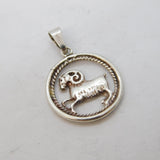 Sterling Silver Aries the Ram Zodiac Charm Pendant Vintage c1970