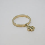 Sterling Silver Aquamarine Cross Charm Stacking Band Ring Vintage c2000 Size P