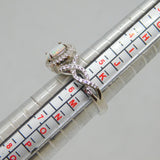 Sterling Silver Opal & Spinel Sparkling Dress Ring Vintage c1990 Size L