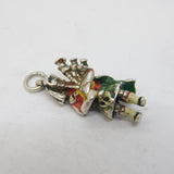 Sterling Silver Enamel Scottish Bagpiper Charm Pendant Vintage c1970s