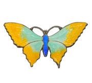 Sterling Silver & Colourful Enamel Butterfly Brooch Pin Antique c1940 Art Deco