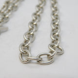Chunky Sterling Silver Cable Link Chain Necklace & Heart Pendant Vintage