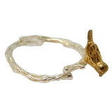 Sterling Silver & Gold Fronted Perched Bird Dress Ring Vintage c1990