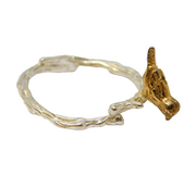 Sterling Silver & Gold Fronted Perched Bird Dress Ring Vintage c1990