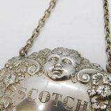 Sterling Silver Cherub Pattern 'Scotch' Decanter Label Vintage Birmingham