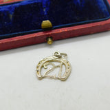 Sterling Silver 21st Birthday Lucky Horseshoe Charm Pendant Vintage c1970