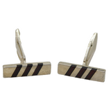 Sterling Silver & Red Enamel Pair of Shirt Cufflinks Vintage c1970s