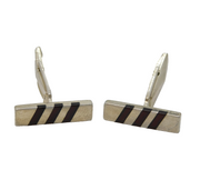 Sterling Silver & Red Enamel Pair of Shirt Cufflinks Vintage c1970s