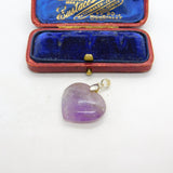Sterling Silver Carved Purple Amethyst Heart Charm Pendant Vintage c1970