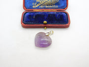 Sterling Silver Carved Purple Amethyst Heart Charm Pendant Vintage c1970