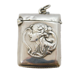 Edwardian Art Nouveau Sterling Silver Fairy Pattern Vesta Case Antique 1905