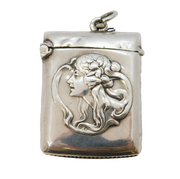 Edwardian Art Nouveau Sterling Silver Fairy Pattern Vesta Case Antique 1905