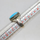 Sterling Silver Turquoise Cabochon Oval Signet Band Ring Vintage c1970 Size S