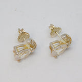 Pair of Sterling Silver Paste Peardrop Stud Earrings Vintage c1970