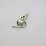 Sterling Silver CZ Curvy Abstract Heart Drop Charm Pendant Vintage c1990