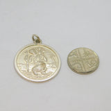 Sterling Silver Round St Christopher Travel Charm Pendant Vintage c1970