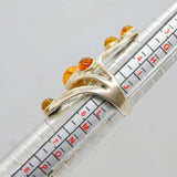 Sterling Silver Multi-Colour Baltic Amber Studio Style Ring Vintage c1970 Size K