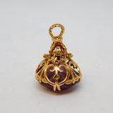 9ct Rose Gold Mounted Faceted Agate Fob Pendant Vintage London c1970s