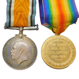 WW1 British Army War Medal & Victory Medal Group PTE H Birch, Somerset LI